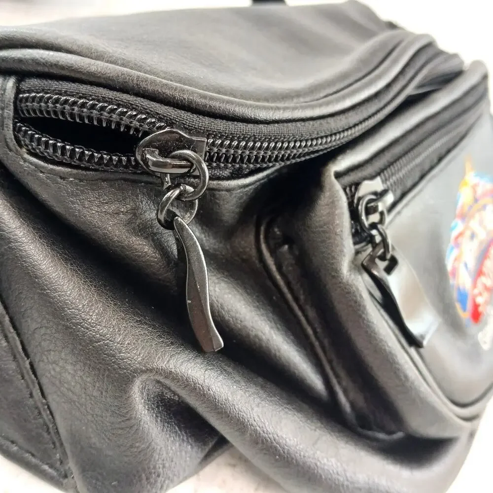 Texas Station Gambling Hall Black Leather Fanny Pack Waist Bag Vintage Promo